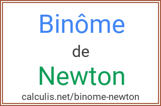formule binome de Newton